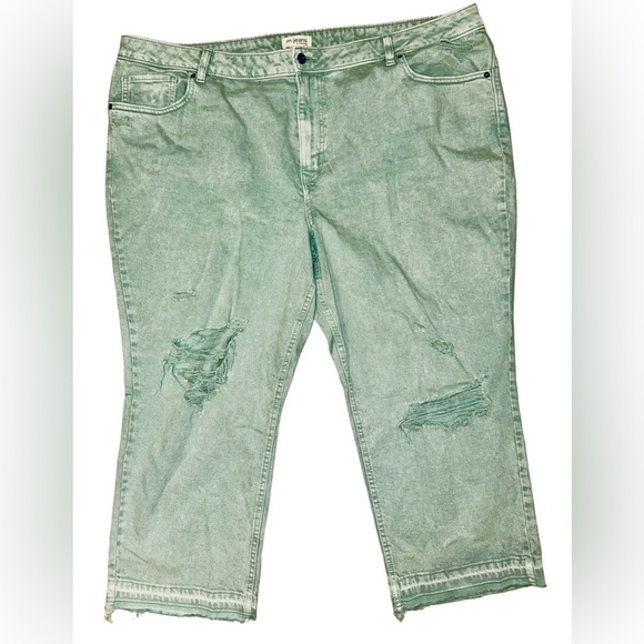 “MAURICES” Plus Size 24W Acid Green Ripped Jeans NWOT 🏷️​ - Picture 2 of 9